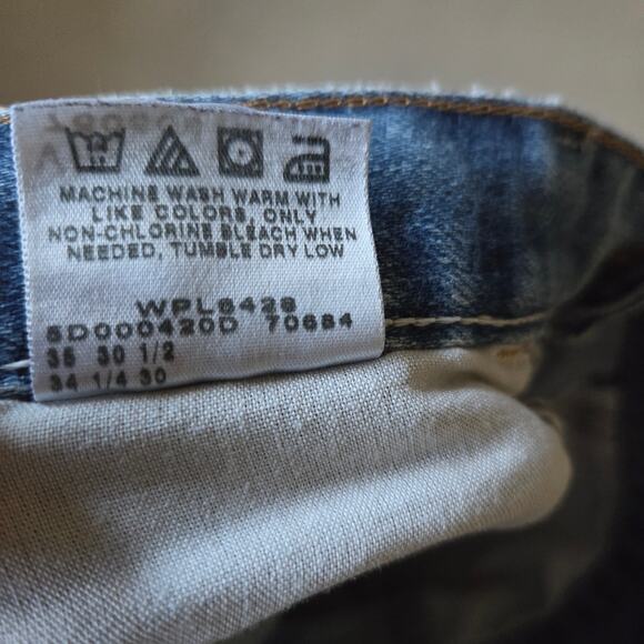 Wrangler Men's 34x30 Distressed Straight Leg Blue Jeans - Picture 12 of 12